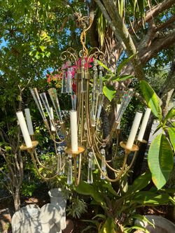 Mid Century Brass Prism Chandelier- Parzinga