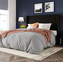 Queen Black Velvet Wingback Bed Frame