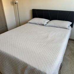 Like-New Casper Queen Mattress + Upholstered Bed Frame - $450 OBO