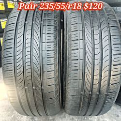 Pair of 2 used tires 235/55/r18 ‼️ free instalation and balance ‼️