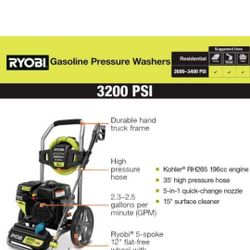 RYOBI Gasoline Pressure Washer 3200 Psi