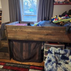 Wood Childs Loft Bed With Dresser