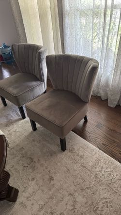 Two Grey Velvet Chairs