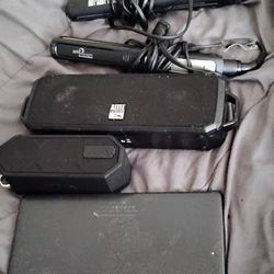 temu tablet,2 altec speakers and an hair straightner 