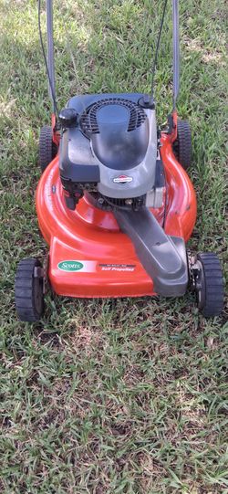 Scotts 6hp self Propelled gas lawnmower lawn mower works 👍 no bag