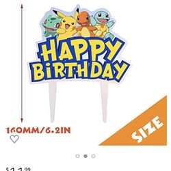 Pokémon Plastic Birthday Cake Sign New