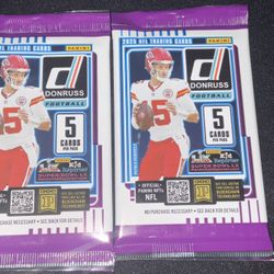 x 2 PACKS 2025 Donruss Football 10 Card Value Pack Includes 1 yellow press proof parallel card Factory Sealed NEW 