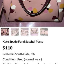 Kate Spade Foral Satchel Purse 