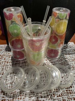 Tumbler Set Fruit Pattern 