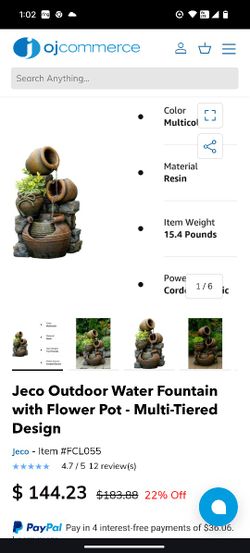 Jeco Multi Pots Fountain With Flower Pot Yard Decorations