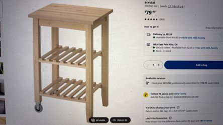 IKEA kitchen cart or utility cart rolling