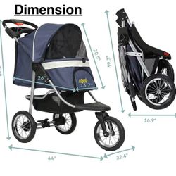 🥨VIAGDO Premium Heavy Duty Pet Stroller for Small Medium Dogs & Cats, 3-Wheel Cat Stroller, Foldable Dog Stroller with Suspension System/Link Brake
