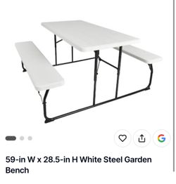 White Steel Garden Bench