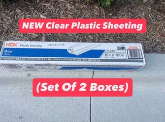 Brand New 10ft x 100ft Clear 4 Mil Plastic Sheeting (Set Of 2 Boxes)