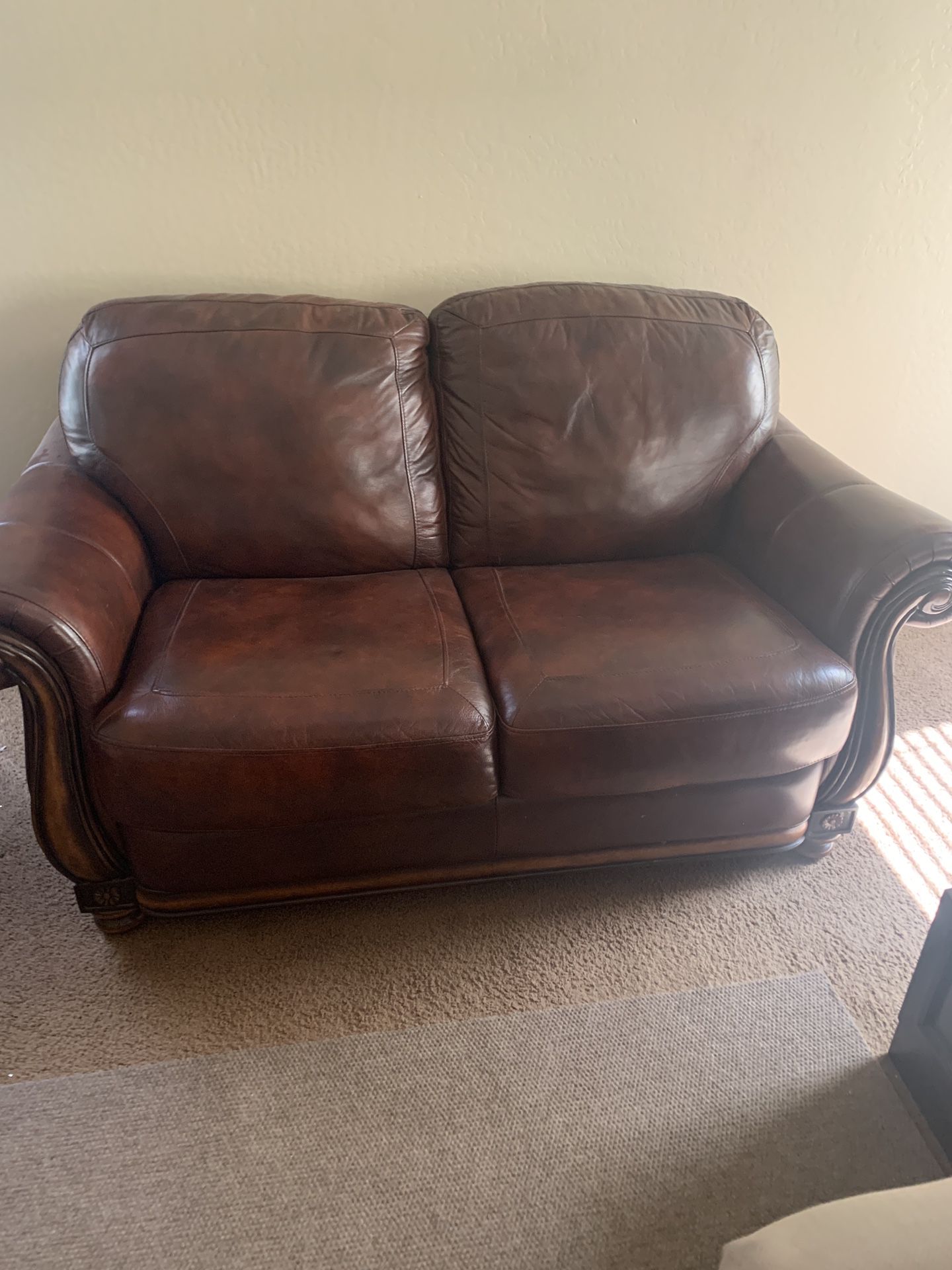 Leather Loveseat And Chair ($150)