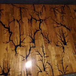 Solid Maple Wood Table With Fractal Design