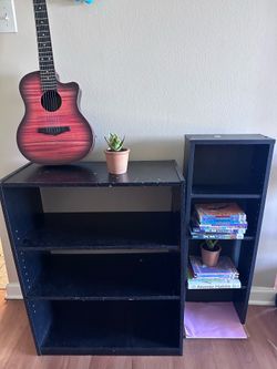 Black Wooden bookshelves