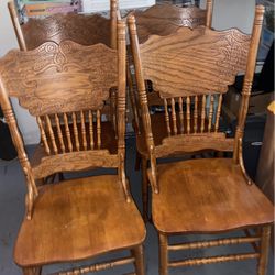 Solid Oak Wooden Chairs 