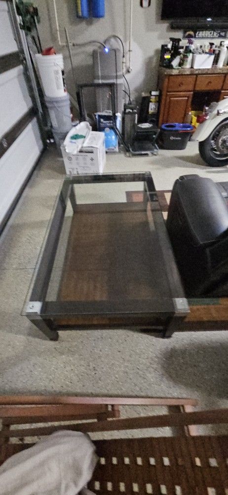 Glass And Wood Coffee And End Tables
