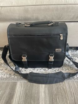 APC Black Leather Laptop Messenger Bag