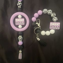 Purple “Howdy Y’all” Car Charm/Wristlet