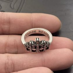  Silver Triple Crown Cross Ring