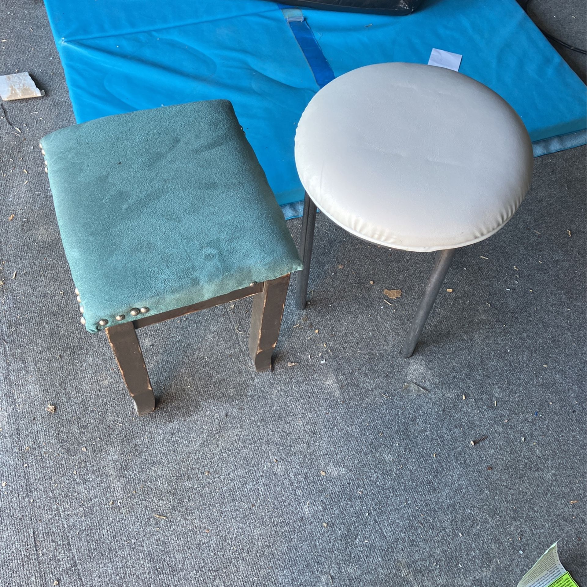 2 Small Stools Leg rests Cushions.