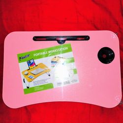 New pink Portable & Foldable Table Workstation For Laptop & Drink $25 