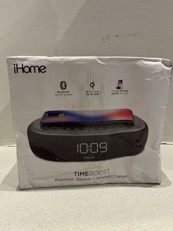 New iHome TIMEBOOST Bluetooth Speaker +Wireless Charger iBTW41BG