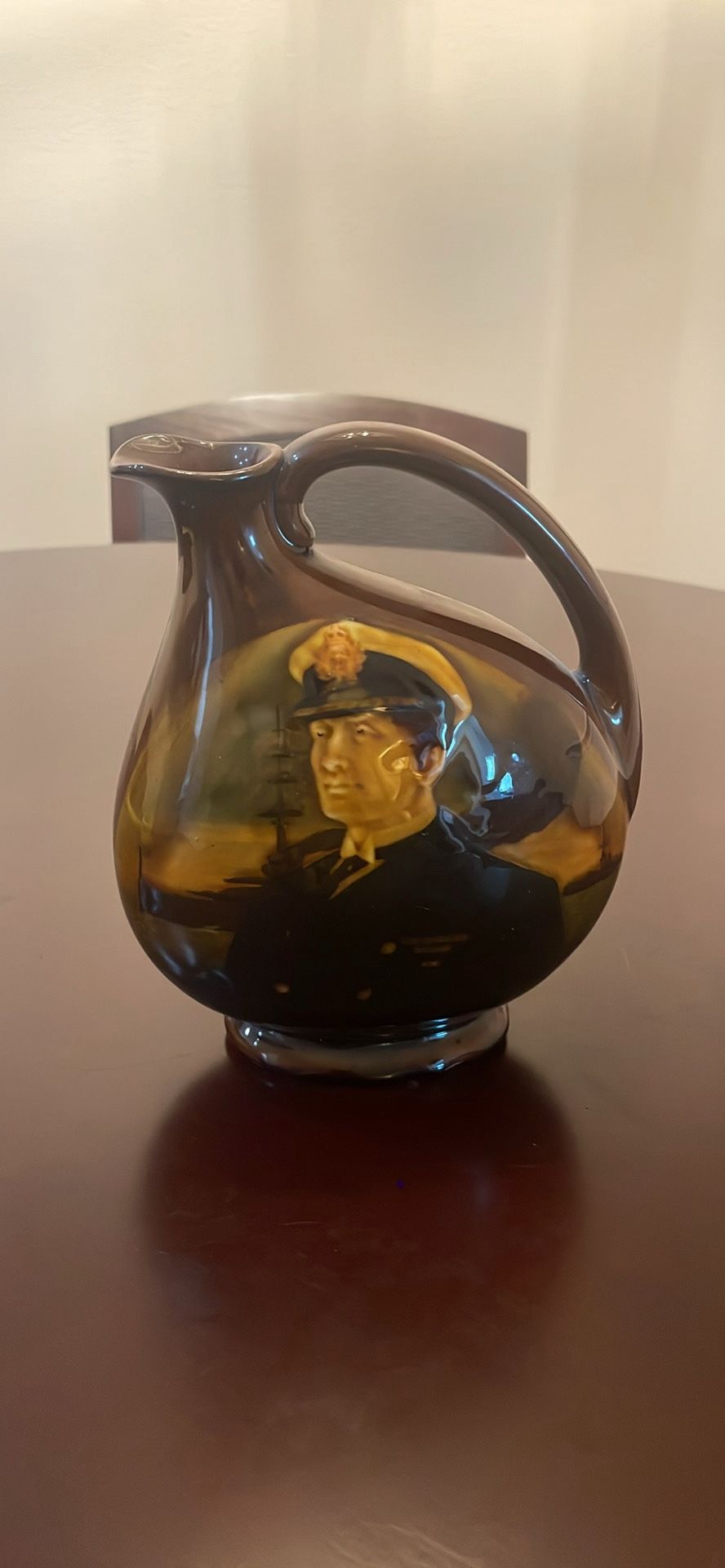 Antique Royal Doulton Kingsware ADMIRAL BEATTY Dewars Whisky Flask Rd 660262