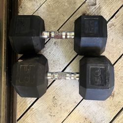 2 50lb Hex Dumbbells