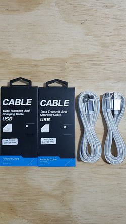 2 Pack C Cable Usb Samsung Charger Fast nylon braided 6.6ft White
