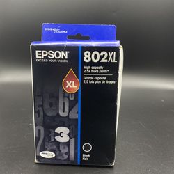 NEW SEALED Epson OEM 802XL High Capacity Black Ink Cartridge T802XL120