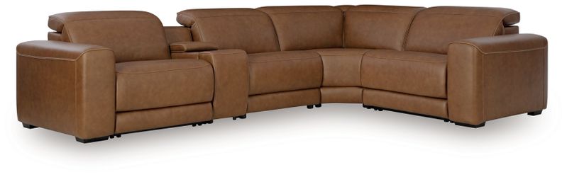 Magic Man Caramel 5-Piece Power Reclining Sectional with Console (Online Special Price)