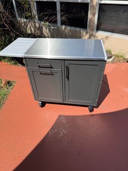 Outdoor Grill Prep Station with Storage