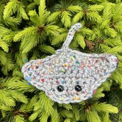 Crochet Grey Rainbow Speckle And Blue Belly Small Stingray 