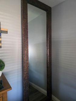 Full length Floor Mirror with Hammered Bronze Frame