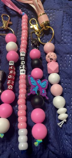 breast cancer key chains / book bag clips