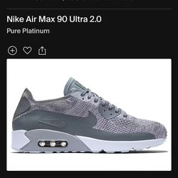 Nike Air Max 90 Ultra 2.0 Pure Platinum Size 11.5 M