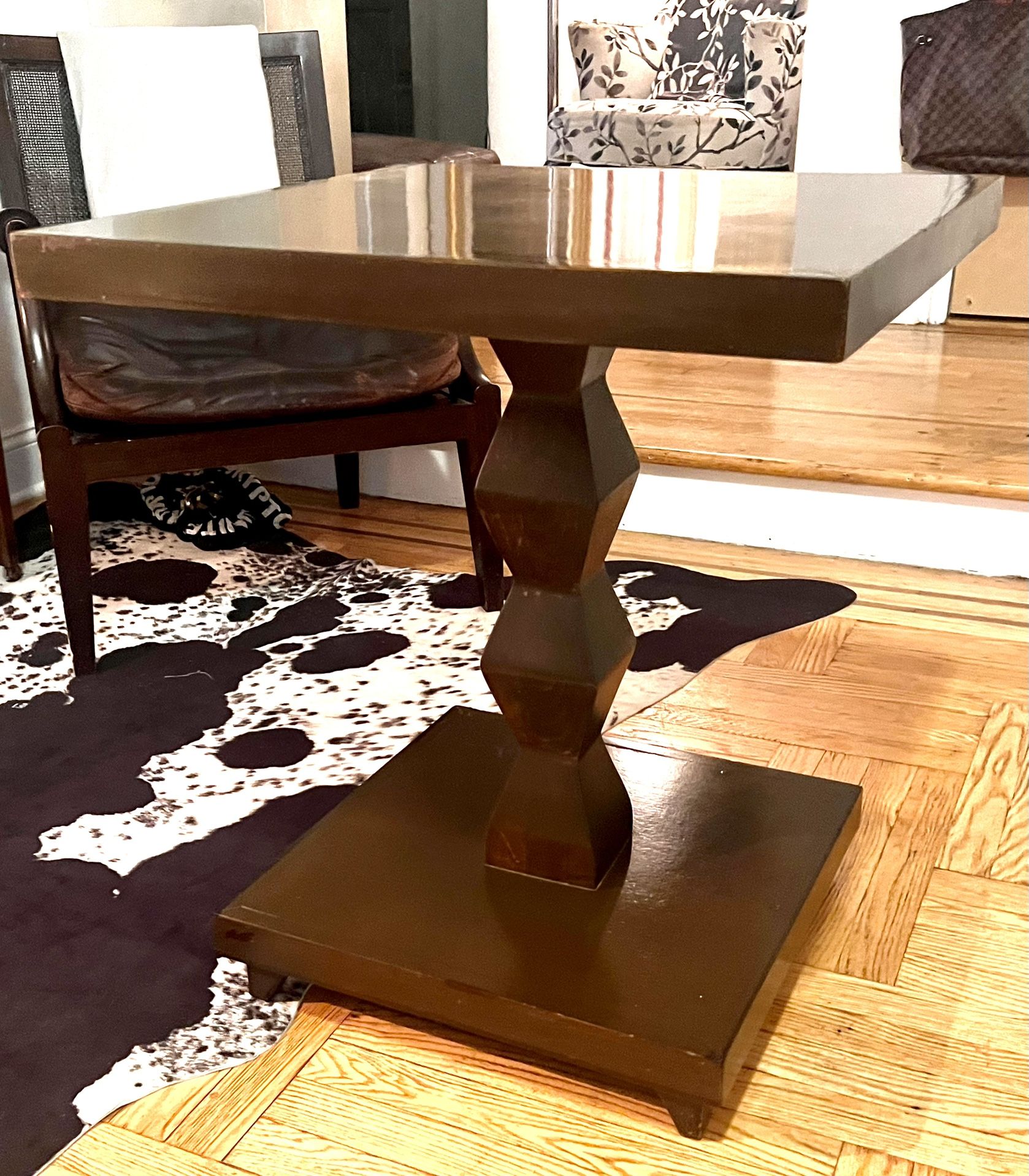 VINCENT WOLF inspired Entry/Side Table  27.5” Height, 23.5” Square.