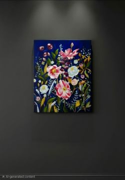 Vintage Oil on Canvas Flower Painting Signed 16"×20"