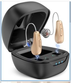 Hearing Aids for Seniors Rechargeable with Hearing Loss Noise Cancelling Hearing Amplifier with 5 Levels of Volume Adjustmen, Simple to Operate and He