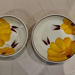 Large Vtg Italian Stovit Floral Entertaining Bowls – Set of 2