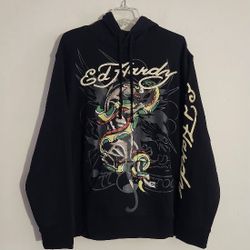 Ed Hardy Dragons Pullover Hoodie Color:Black/Multi Size:XL