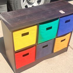 6 Cubby Wood Storage Shelf - 34.5” x 11.5” x 24.5”