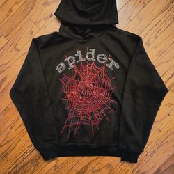 Black And Red Rhinestone Sp5der Hoodie