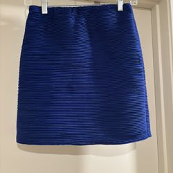 Blue Textured Mini Pencil Skirt 
