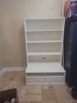 Potterybarn like White Bookcase with Drawers and Shelves