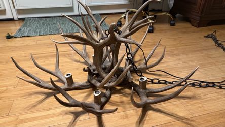 Antler Chandelier with Chain and Wiring