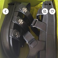 Tory Burch Black Leather Platform Sandals